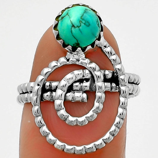 Spiral - Natural Turquoise Magnesite Ring size-8 R-1456 SDR172597