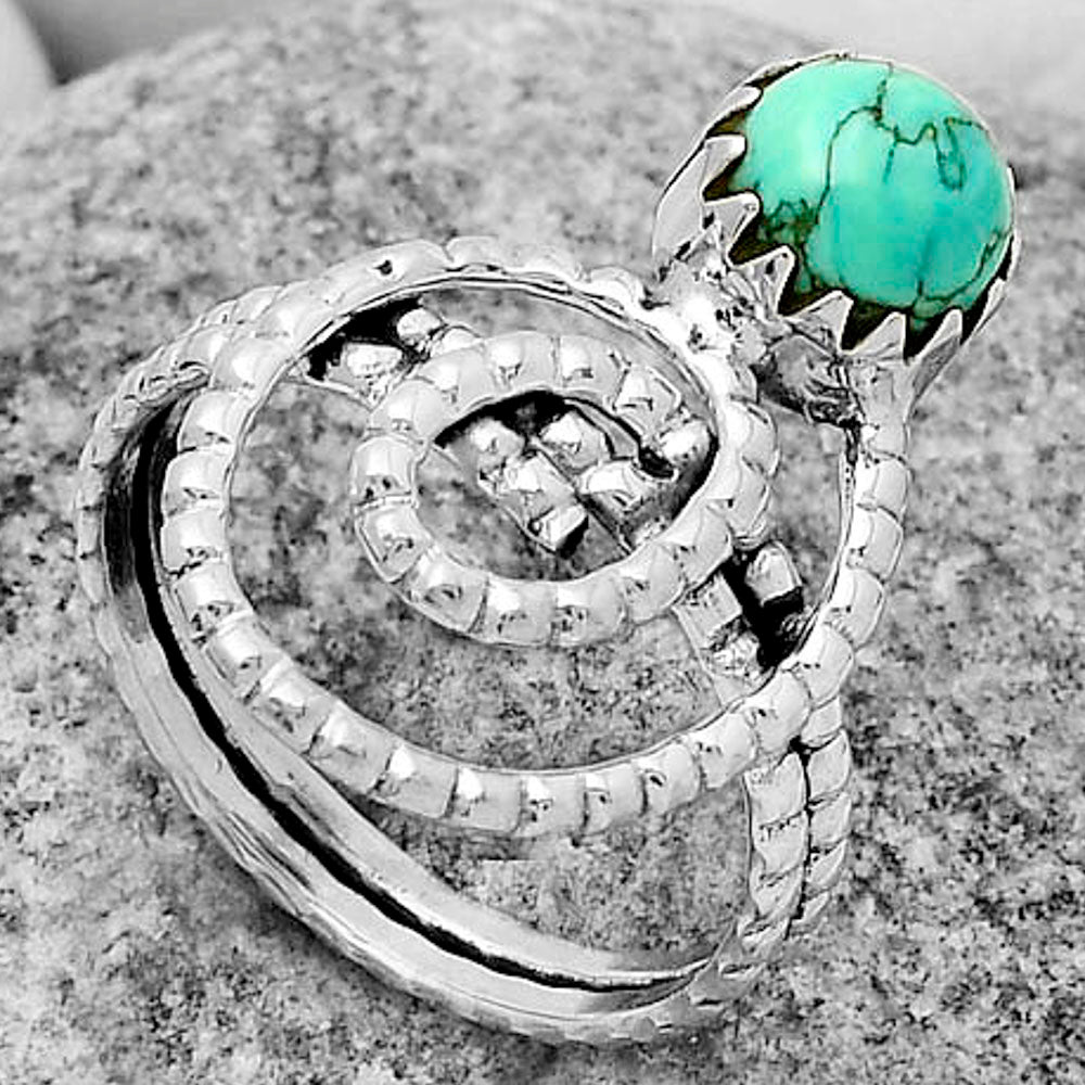 Spiral - Natural Turquoise Magnesite Ring size-8 R-1456 SDR172597