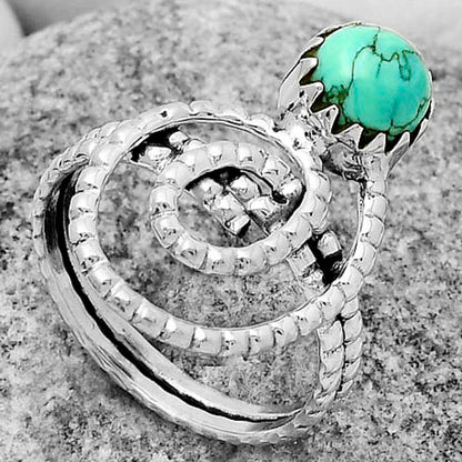 Spiral - Natural Turquoise Magnesite Ring size-8 R-1456 SDR172597