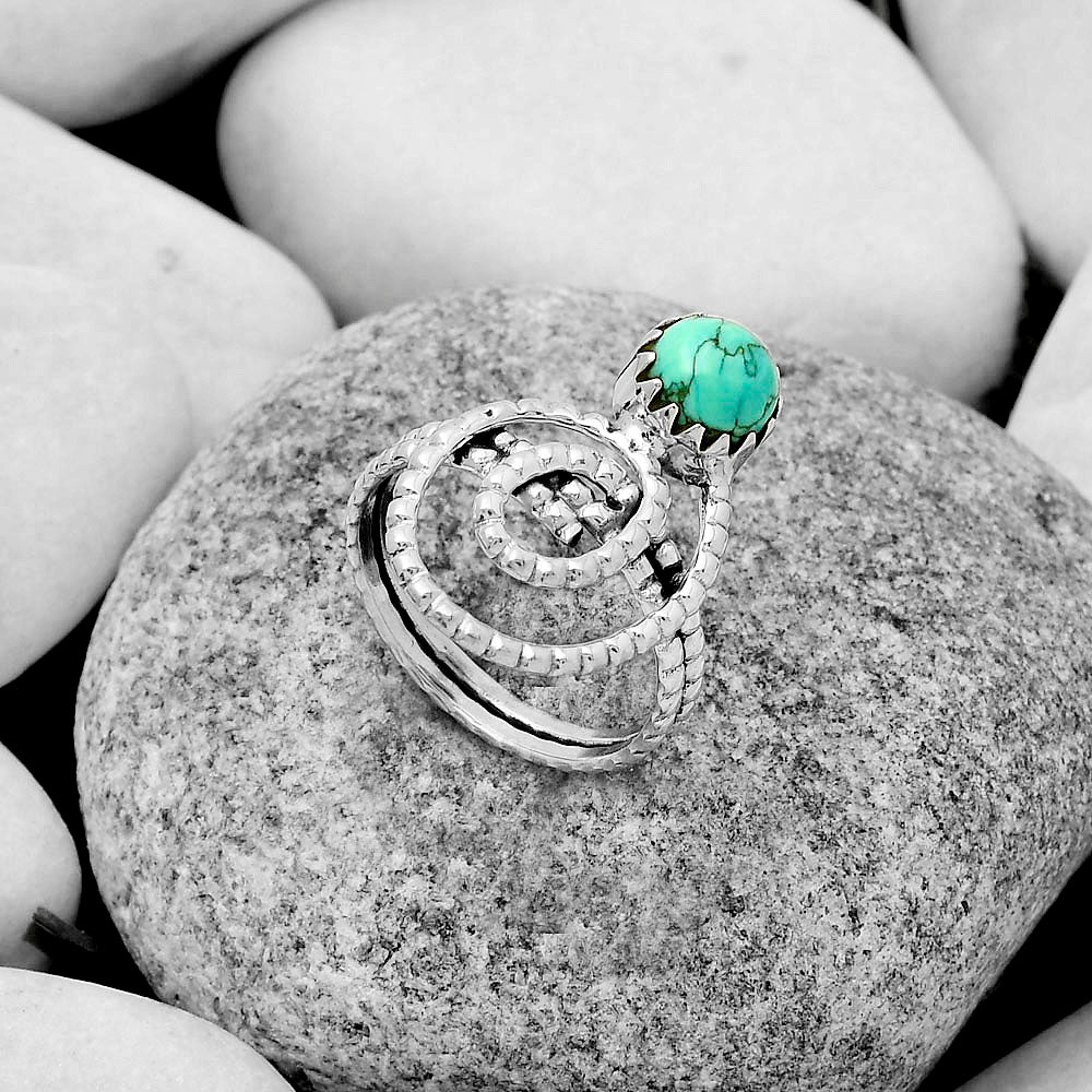 Spiral - Natural Turquoise Magnesite Ring size-8 R-1456 SDR172597