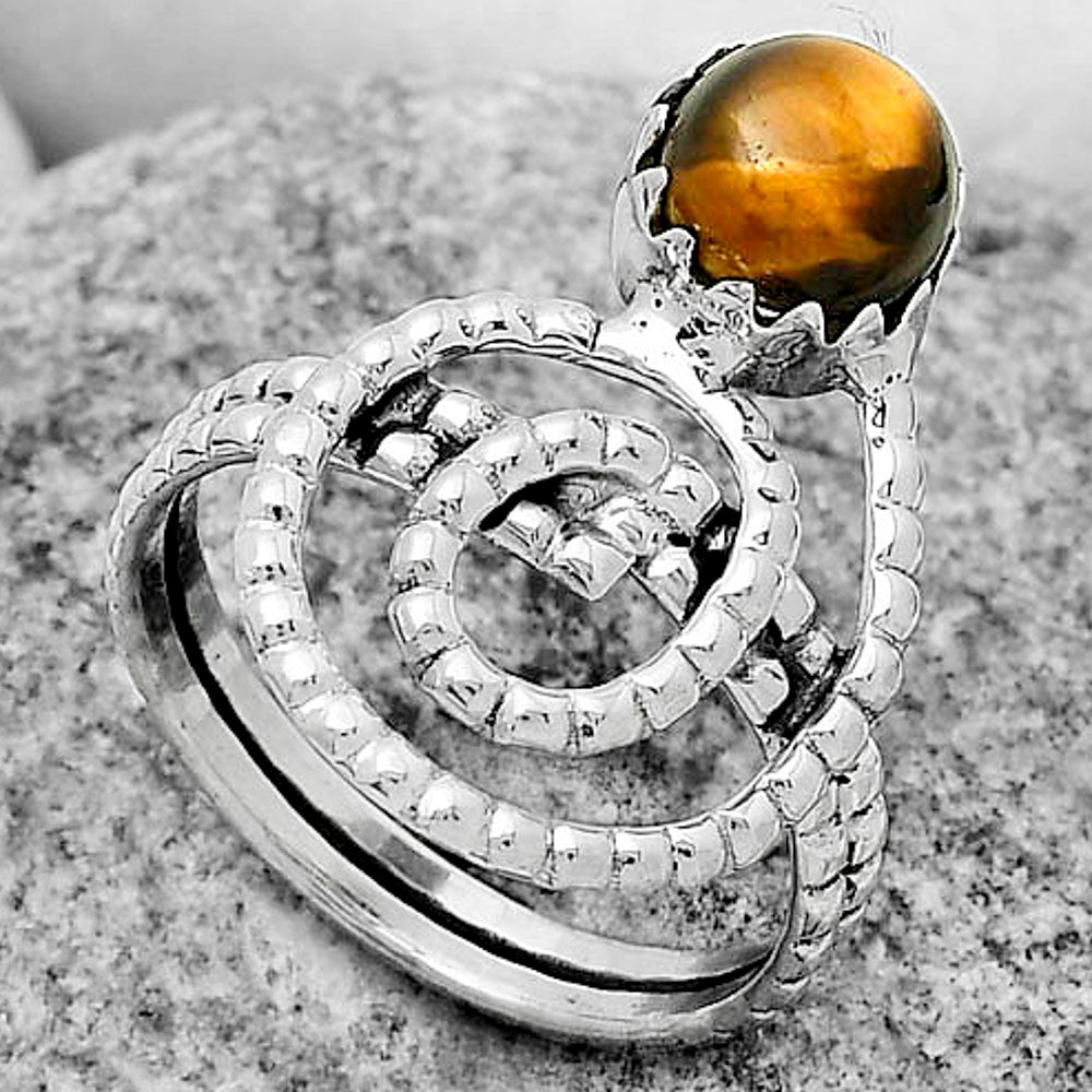 Spiral Natural Tiger Eye Africa Ring size-7.5 R-1456 SDR172598