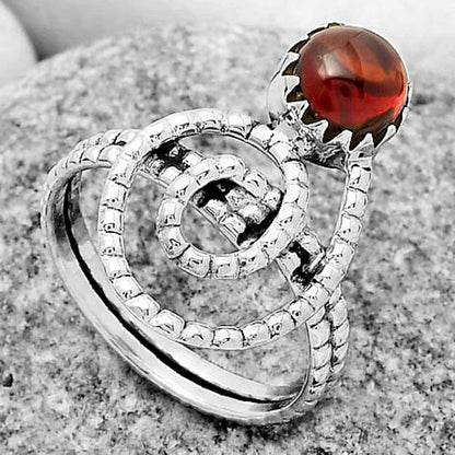 Spiral Hessonite Garnet Madagascar Ring size-9 R-1456 SDR172599