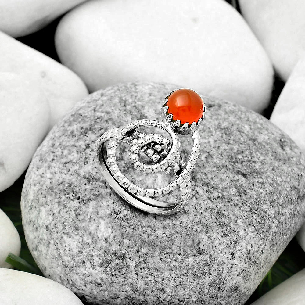 Spiral - Natural Carnelian Ring size-9 R-1456 SDR172600