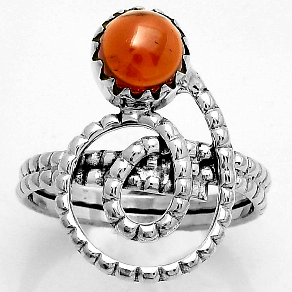 Spiral - Natural Hessonite Garnet Ring size-8.5 R-1456 SDR172603