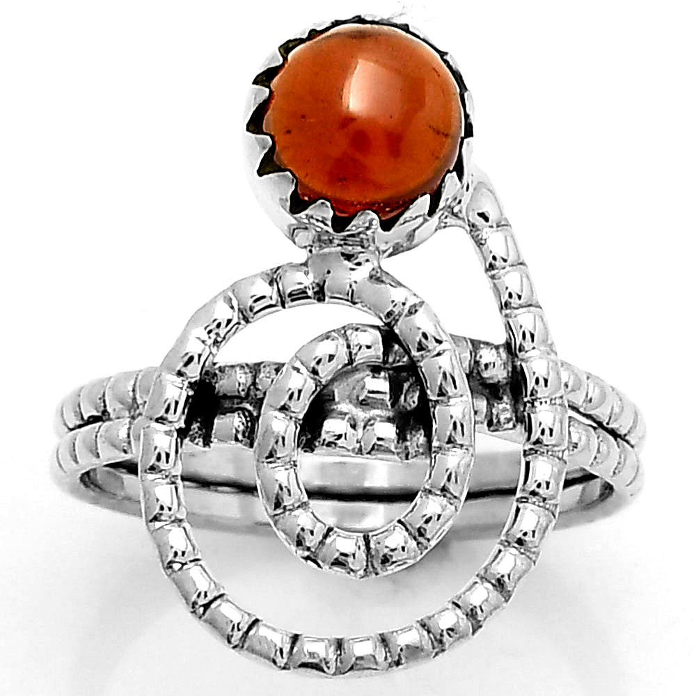 Spiral - Natural Hessonite Garnet Ring size-8.5 R-1456 SDR172607