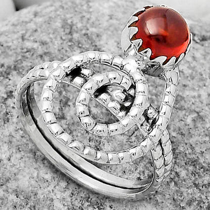 Spiral - Natural Hessonite Garnet Ring size-8.5 R-1456 SDR172607