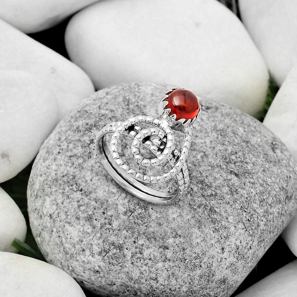 Spiral - Natural Hessonite Garnet Ring size-8.5 R-1456 SDR172607