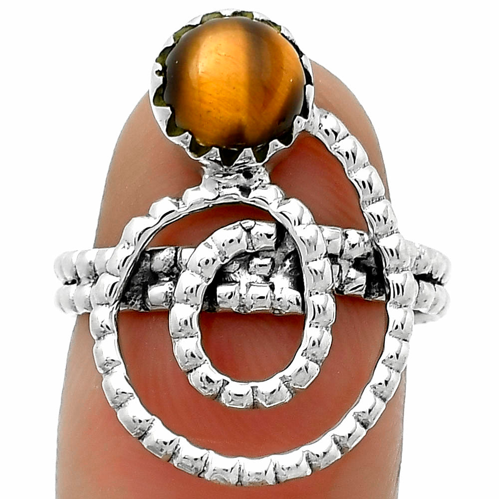 Spiral Natural Tiger Eye Africa Ring size-7.5 R-1456 SDR172610