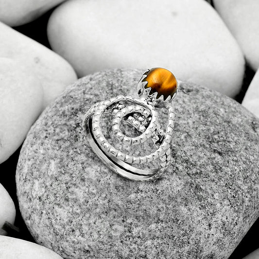 Spiral Natural Tiger Eye Africa Ring size-7.5 R-1456 SDR172610