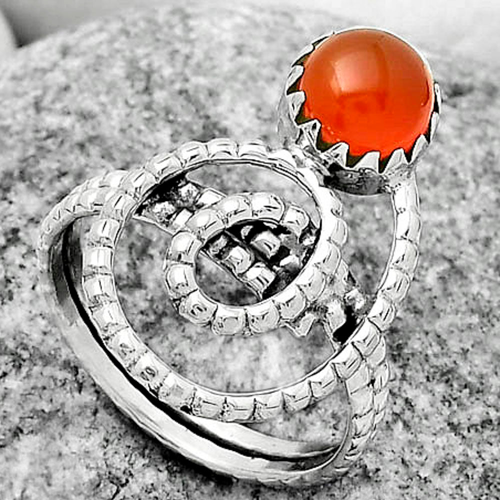 Spiral - Natural Carnelian Ring size-7.5 R-1456 SDR172613