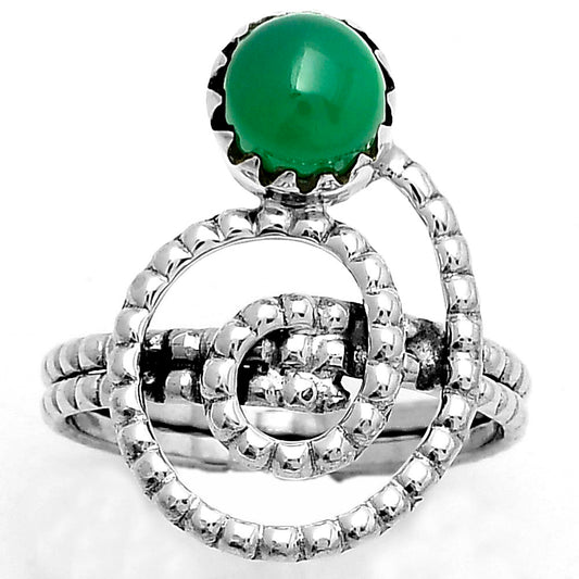 Spiral - Natural Green Onyx Ring size-9 R-1456 SDR172614