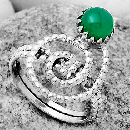 Spiral - Natural Green Onyx Ring size-9 R-1456 SDR172614