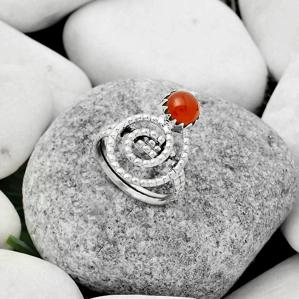 Spiral - Natural Carnelian Ring size-7.5 R-1456 SDR172615