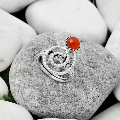 Spiral - Natural Carnelian Ring size-7.5 R-1456 SDR172615