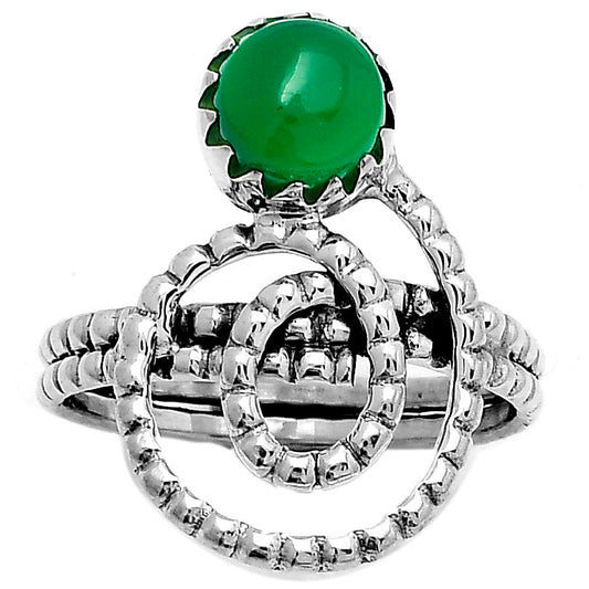 Spiral - Natural Green Onyx Ring size-8.5 R-1456 SDR172617