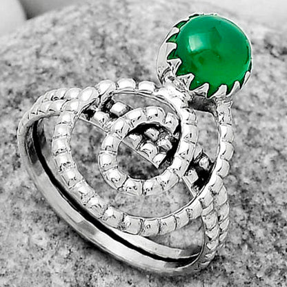 Spiral - Natural Green Onyx Ring size-8.5 R-1456 SDR172617