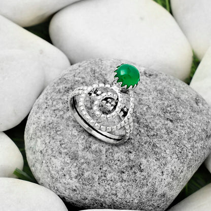 Spiral - Natural Green Onyx Ring size-8.5 R-1456 SDR172617