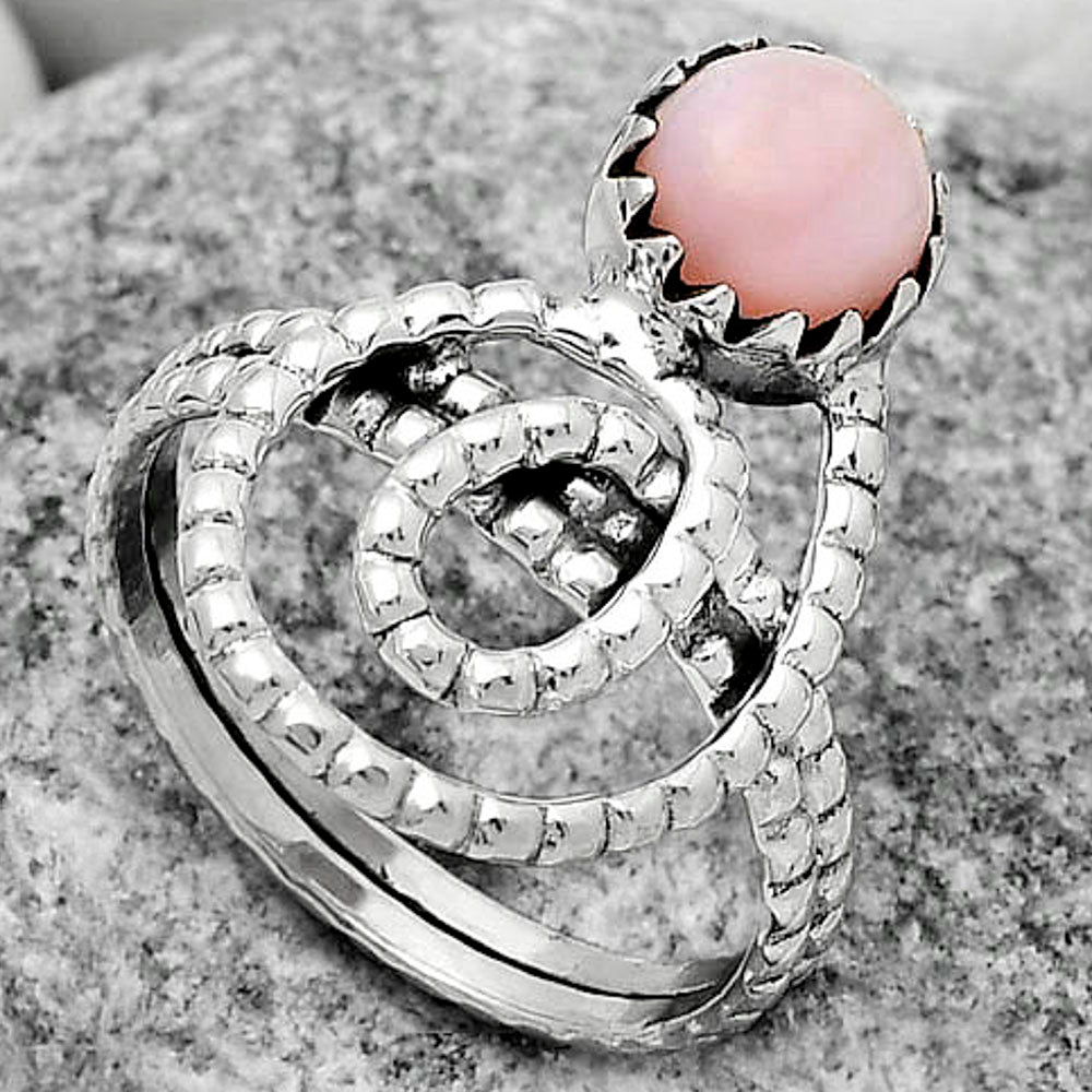 Spiral Natural Pink Opal Australia Ring size-8 R-1456 SDR172618