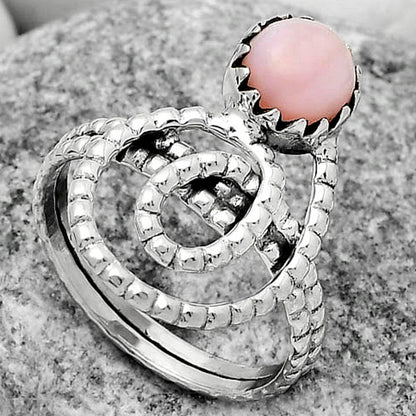 Spiral Natural Pink Opal Australia Ring size-8 R-1456 SDR172618