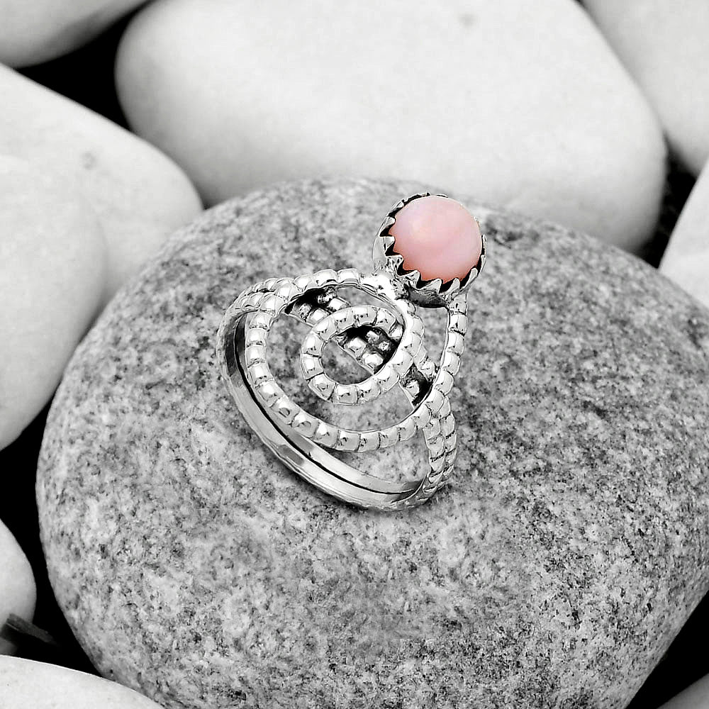 Spiral Natural Pink Opal Australia Ring size-8 R-1456 SDR172618