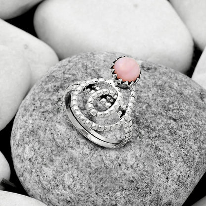 Spiral Natural Pink Opal Australia Ring size-8 R-1456 SDR172618