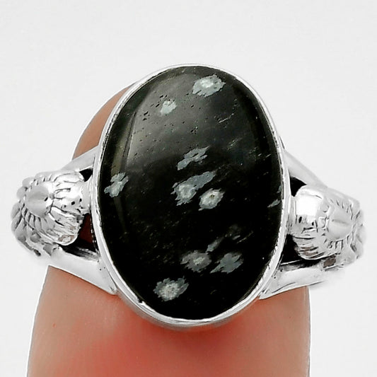 Natural Snow Flake Obsidian Ring size-7 R-1261 SDR172635