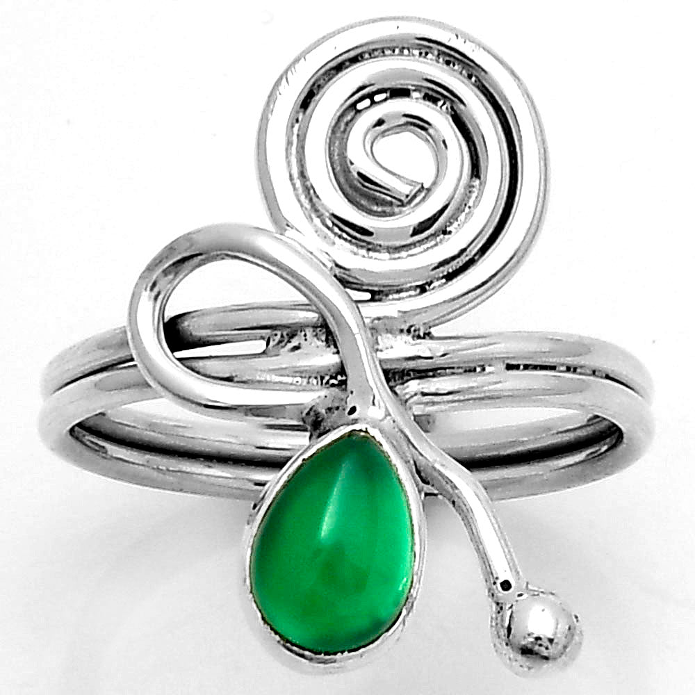 Spiral - Natural Green Onyx Ring size-7 R-1556 SDR172674