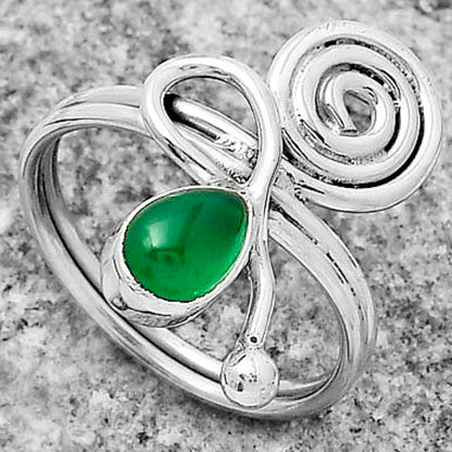 Spiral - Natural Green Onyx Ring size-7 R-1556 SDR172674
