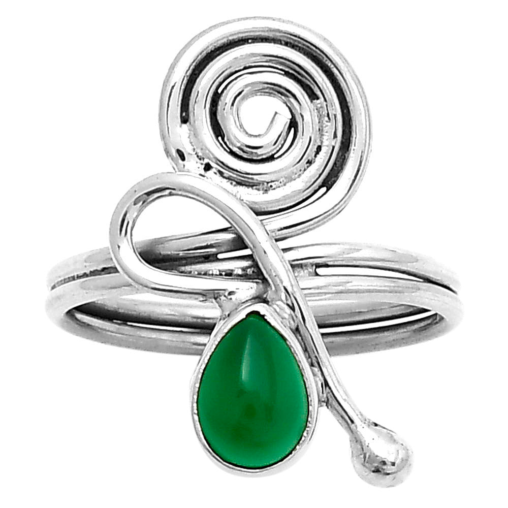 Spiral - Natural Green Onyx Ring size-7 R-1556 SDR172690