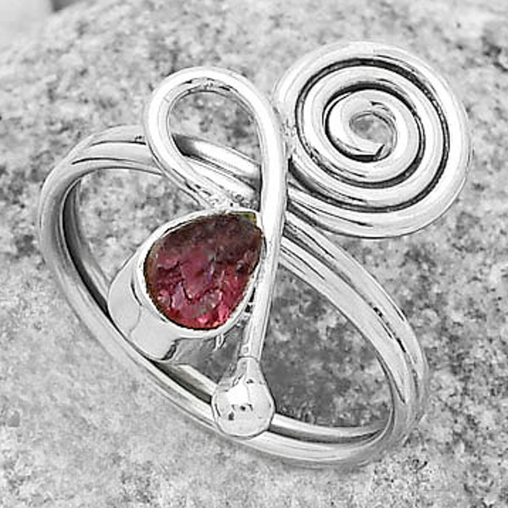 Spiral Natural Pink Tourmaline Rough Ring size-8 R-1556 SDR172692