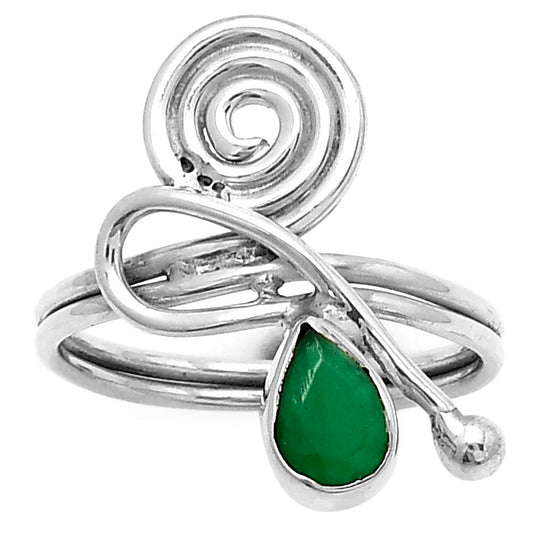 Spiral - Natural Green Onyx Ring size-8 R-1556 SDR172698