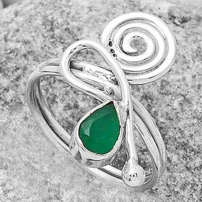 Spiral - Natural Green Onyx Ring size-8 R-1556 SDR172698