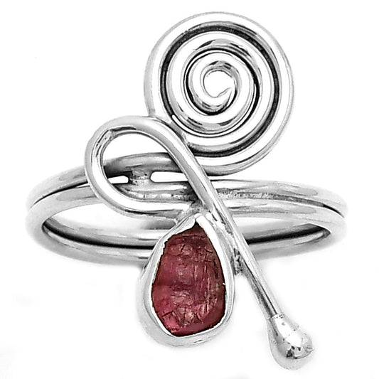 Spiral - Pink Tourmaline Rough Ring size-7.5 R-1556 SDR172703