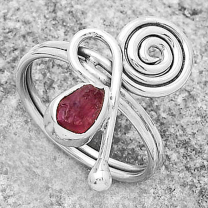 Spiral - Pink Tourmaline Rough Ring size-7.5 R-1556 SDR172703