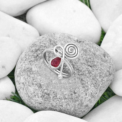 Spiral - Pink Tourmaline Rough Ring size-7.5 R-1556 SDR172703