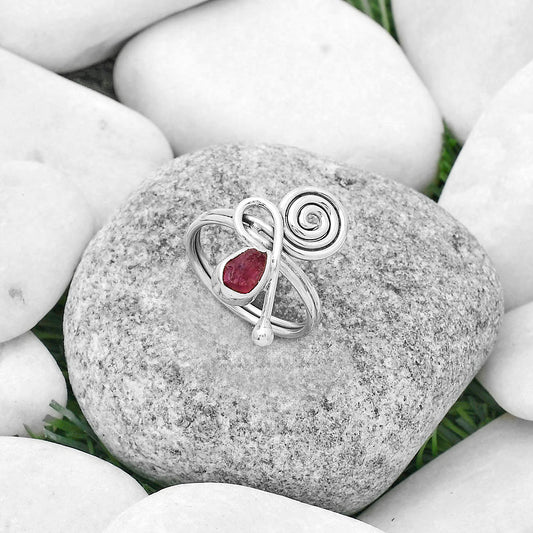 Spiral - Pink Tourmaline Rough Ring size-7.5 R-1556 SDR172703