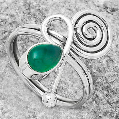 Spiral - Natural Green Onyx Ring size-7 R-1556 SDR172706