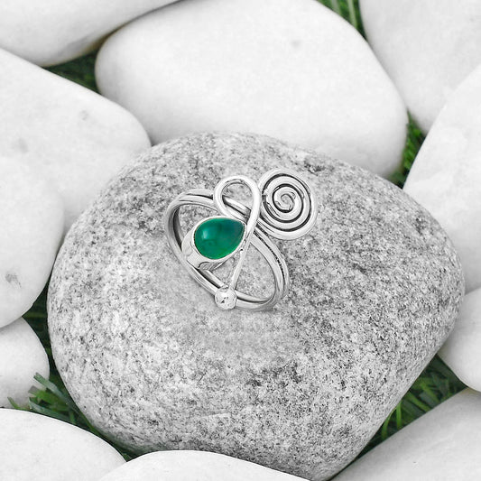 Spiral - Natural Green Onyx Ring size-7 R-1556 SDR172706