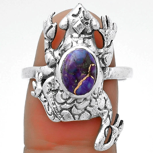 Frog - Copper Purple Turquoise Ring size-8.5 R-1113 SDR172745