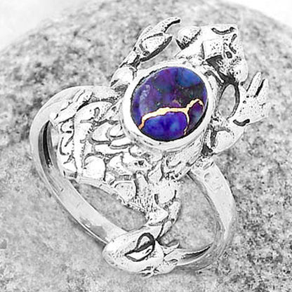 Frog - Copper Purple Turquoise Ring size-8.5 R-1113 SDR172745