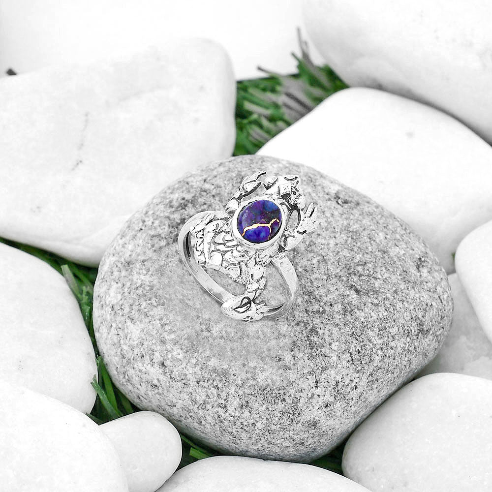 Frog - Copper Purple Turquoise Ring size-8.5 R-1113 SDR172745