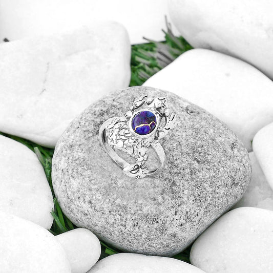Frog - Copper Purple Turquoise Ring size-8.5 R-1113 SDR172745