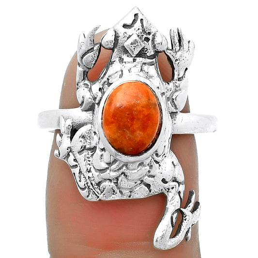 Frog - Natural Red Sponge Coral Ring size-8 R-1113 SDR172757