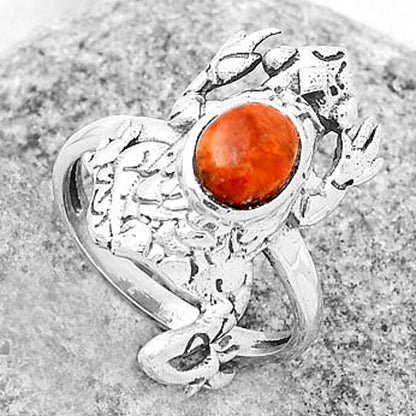 Frog - Natural Red Sponge Coral Ring size-8 R-1113 SDR172757