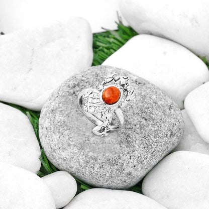 Frog - Natural Red Sponge Coral Ring size-8 R-1113 SDR172757
