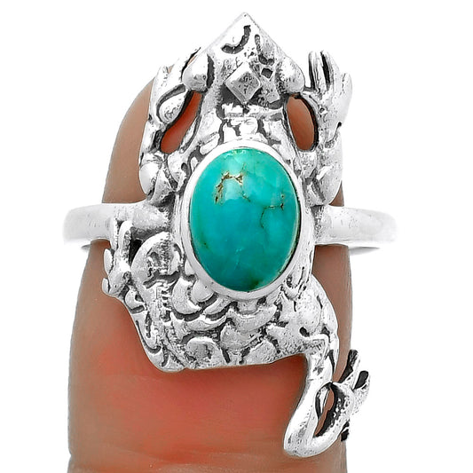 Frog Natural Rare Turquoise Nevada Aztec Mt Ring size-8.5 R-1113 SDR172762