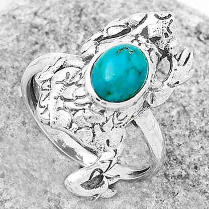 Frog Natural Rare Turquoise Nevada Aztec Mt Ring size-8.5 R-1113 SDR172762