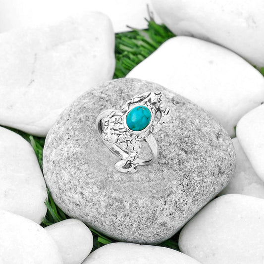 Frog Natural Rare Turquoise Nevada Aztec Mt Ring size-8.5 R-1113 SDR172762