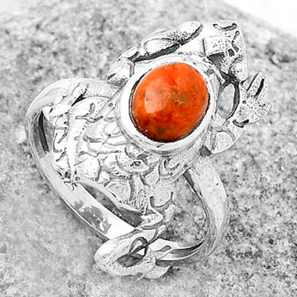Frog - Natural Red Sponge Coral Ring size-8 R-1113 SDR172763