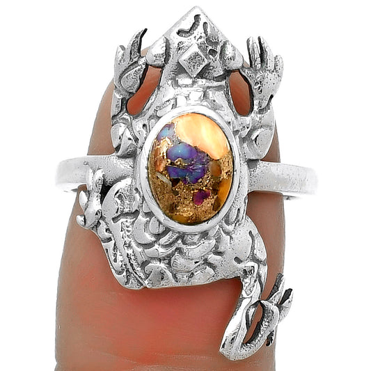 Frog Natural Spiny Oyster Turquoise Ring size-8 R-1113 SDR172767